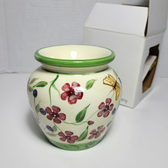 Lovely Handpainted Floral Butterfly Candle Wax Warmer Casa Vero by ACK NWT - Picture 2 of 9